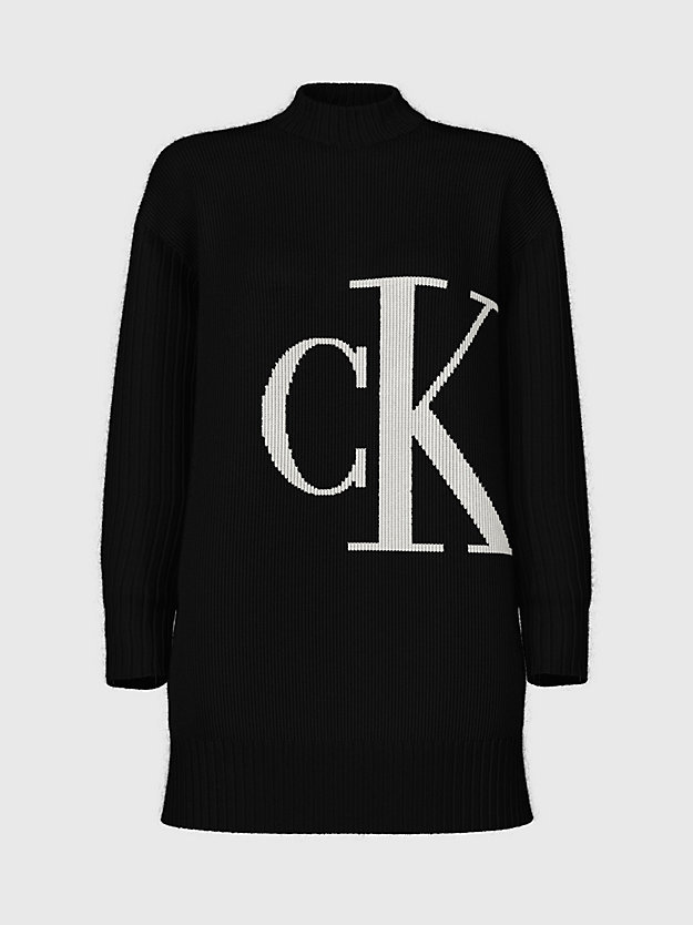 ck black relaxed monogram trui van katoen voor dames - calvin klein jeans