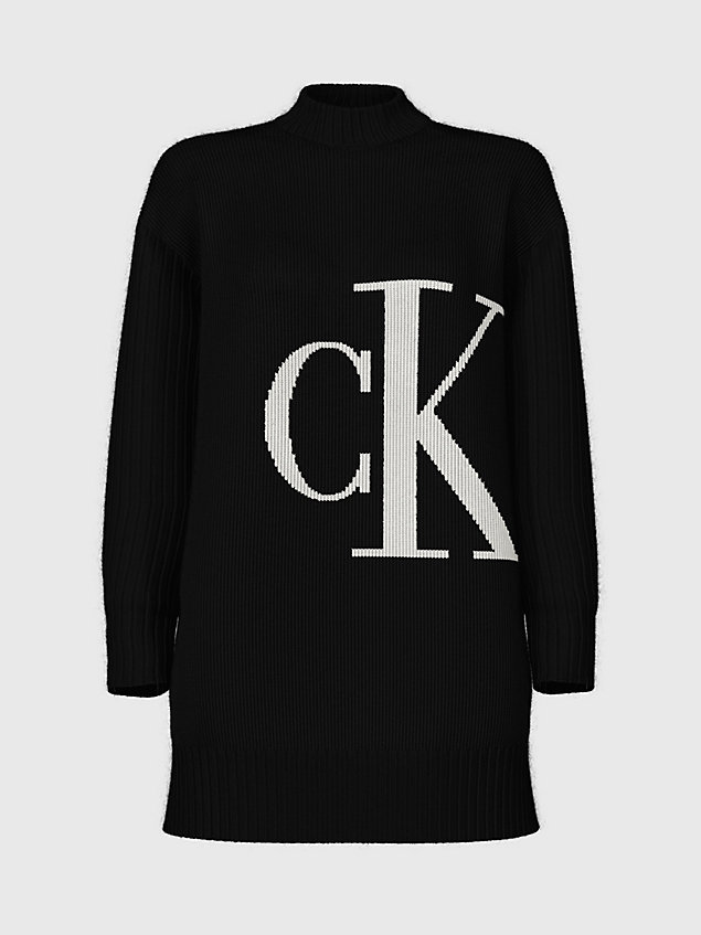 black relaxed monogram trui van katoen voor dames - calvin klein jeans