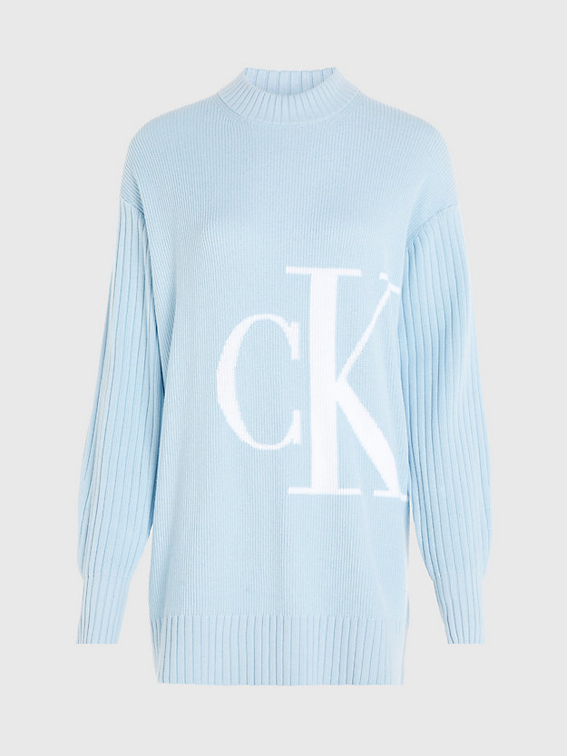 keepsake blue swobodny sweter z bawełny z monogramem dla kobiety - calvin klein jeans