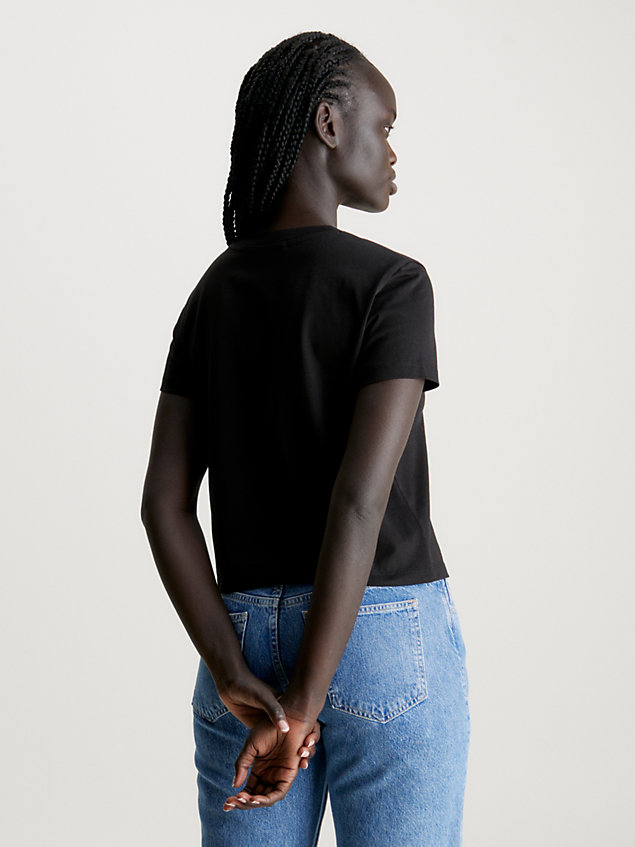 black cropped monogram t-shirt for women calvin klein jeans