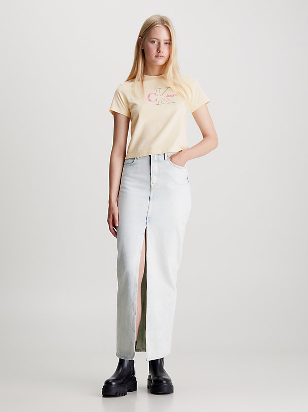 vanilla cropped monogram t-shirt for women calvin klein jeans