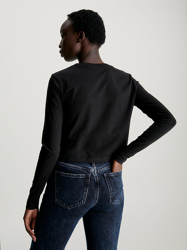 ck black t-shirt z logo z długim rękawem dla kobiety - calvin klein jeans