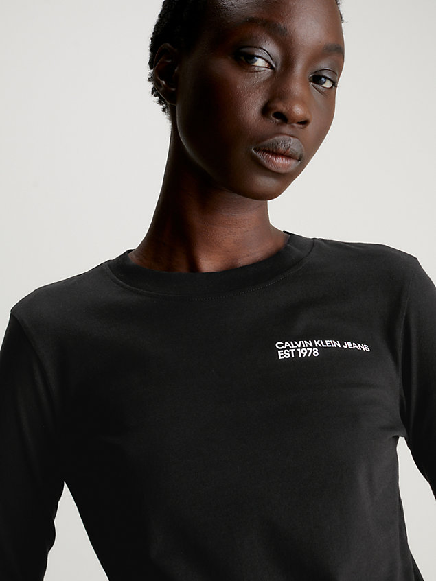 black langärmliges logo-t-shirt für damen - calvin klein jeans
