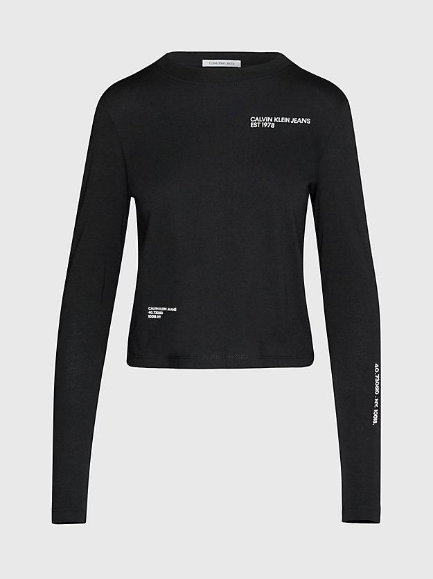ck black logo t-shirt met lange mouwen voor dames - calvin klein jeans