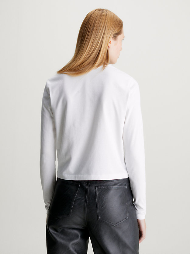 bright white langärmliges logo-t-shirt für damen - calvin klein jeans