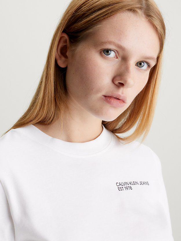 t-shirt à manches longues avec logo bright white pour femmes calvin klein jeans