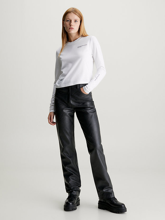 t-shirt a maniche lunghe con logo bright white da donna calvin klein jeans