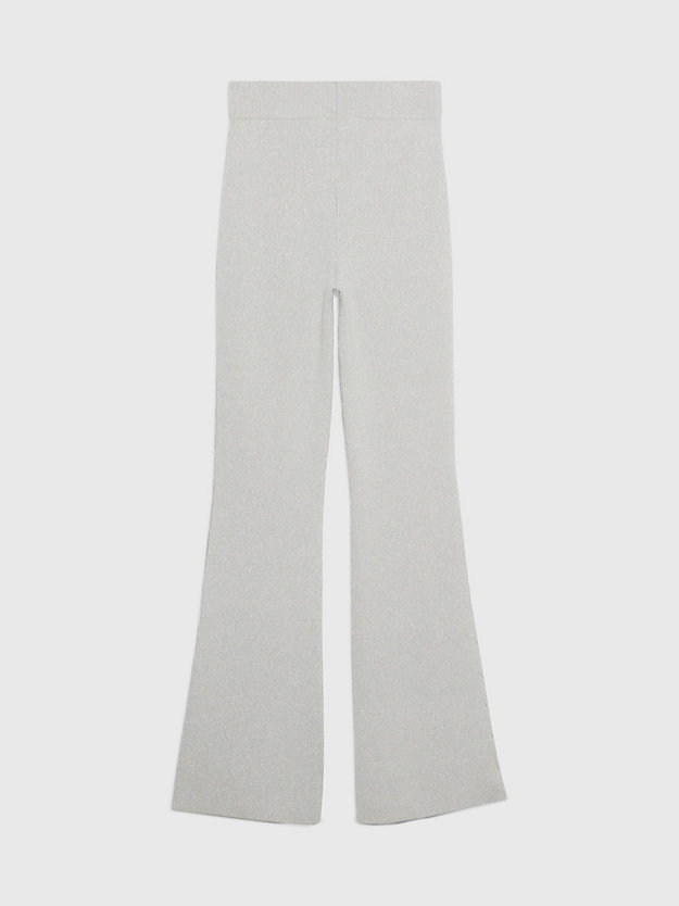 pantalon évasé en maille côtelée métallisée horizon grey pour femmes calvin klein jeans