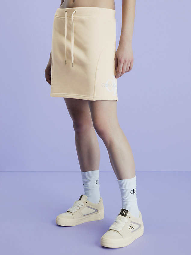 beige terry fleece mini skirt for women calvin klein jeans