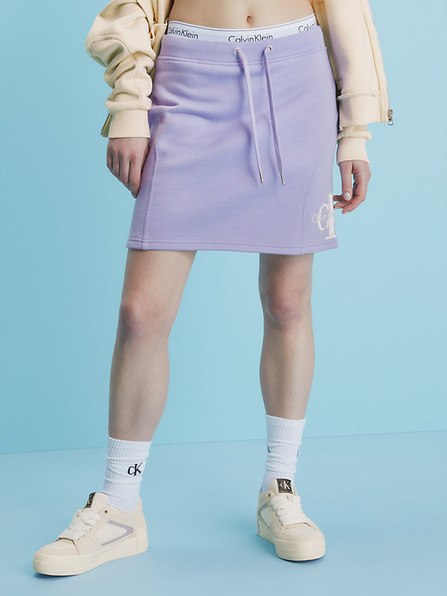 purple terry fleece mini skirt for women calvin klein jeans