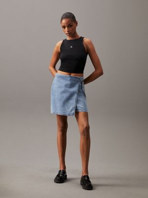 denim light denim a-line wrap skirt for women calvin klein jeans