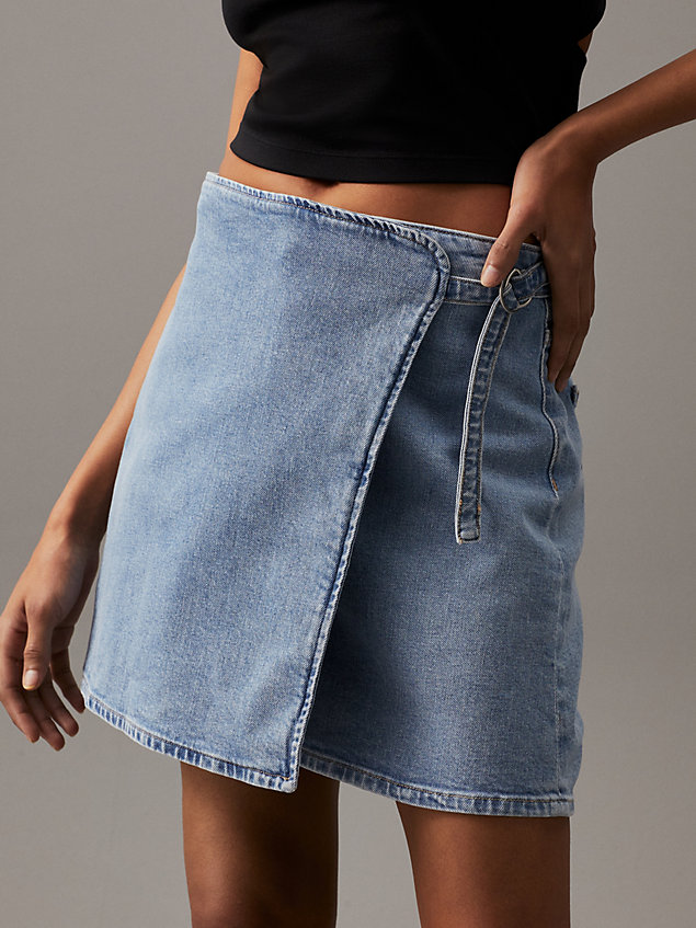 denim jeansowa trapezowa spódnica kopertowa dla kobiety - calvin klein jeans