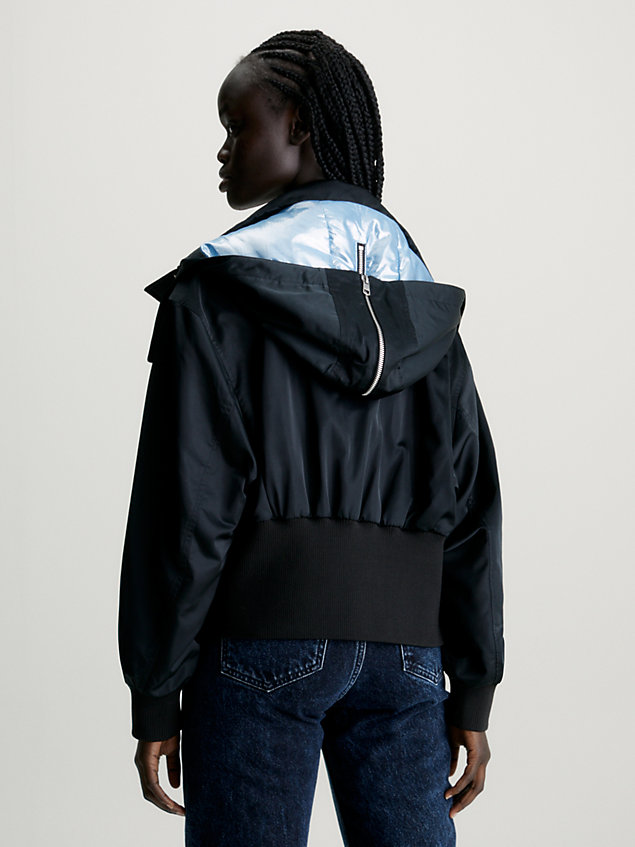 black 3-in-1 hooded bomber jacket for women calvin klein jeans