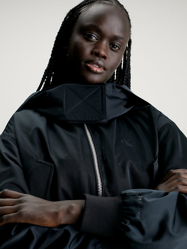ck black / metallic 3-in-1 hooded bomber jacket for women calvin klein jeans