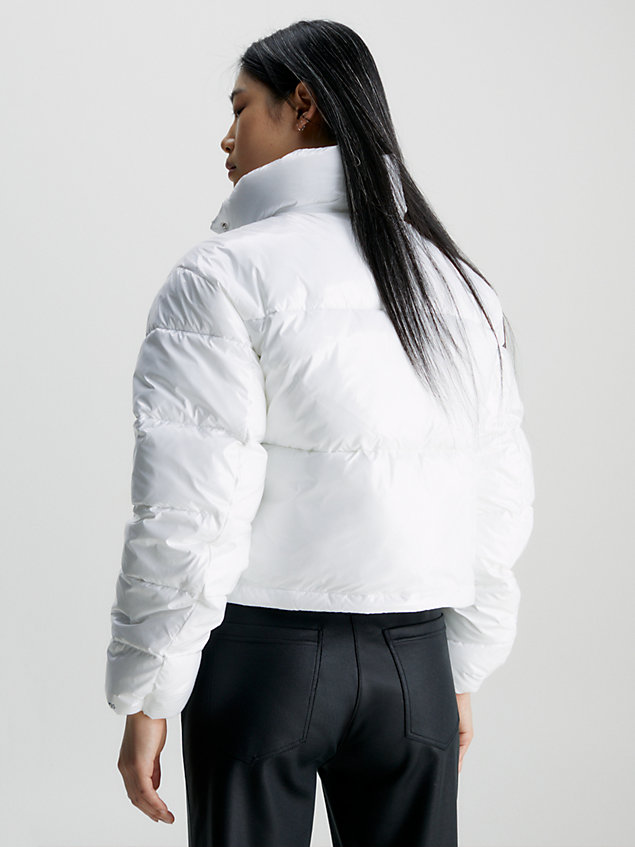 white cropped high shine puffer jacket for women calvin klein jeans