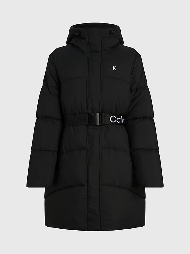 ck black plus size belted puffer coat for women calvin klein jeans