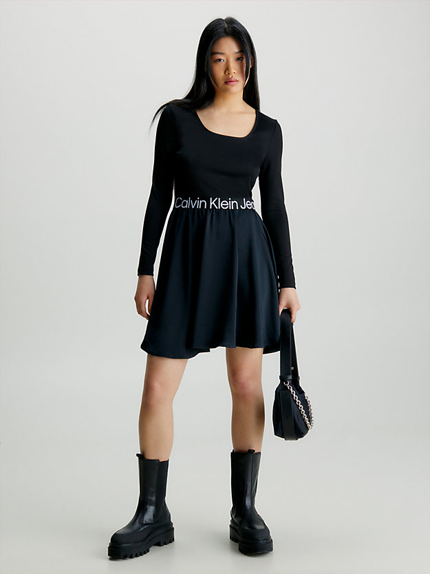 robe patineuse avec logo tape ck black pour femmes calvin klein jeans