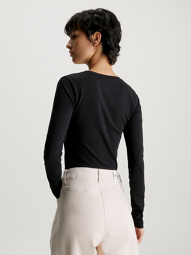 ck black t-shirt met lange mouwen en logo voor dames - calvin klein jeans