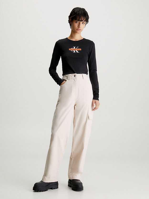t-shirt à manches longues avec logo ck black pour femmes calvin klein jeans