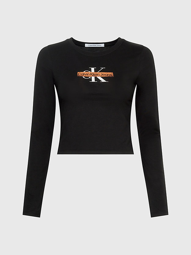 ck black langärmliges logo-t-shirt für damen - calvin klein jeans
