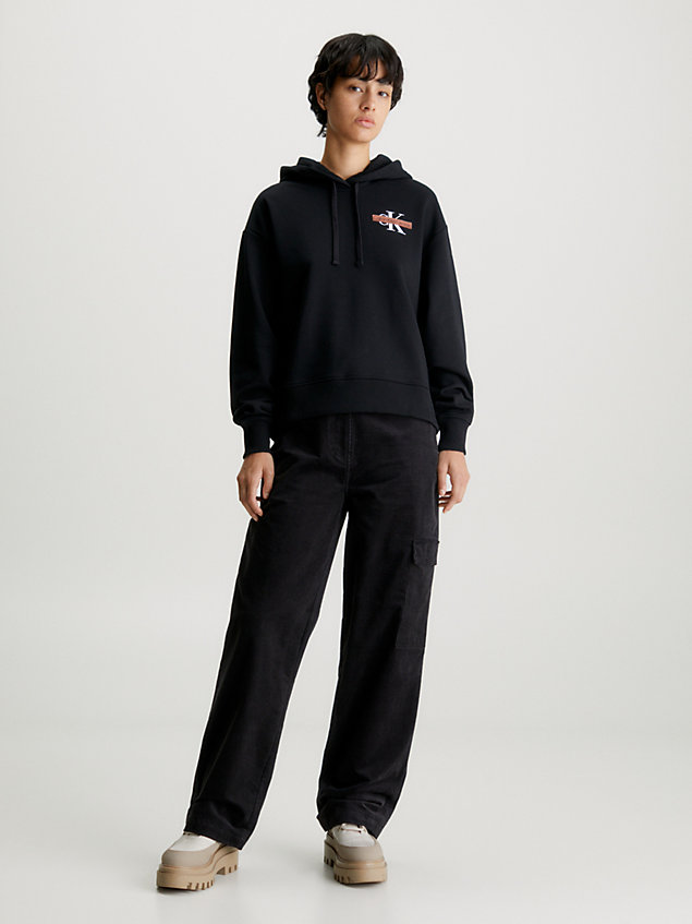 black monogramm-hoodie für damen - calvin klein jeans