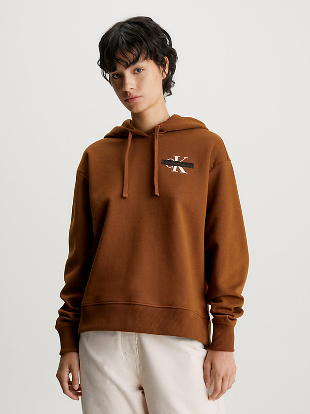 brown monogramm-hoodie für damen - calvin klein jeans