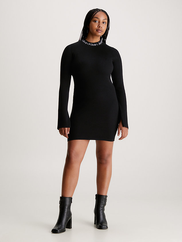 black logo collar jumper dress for women calvin klein jeans