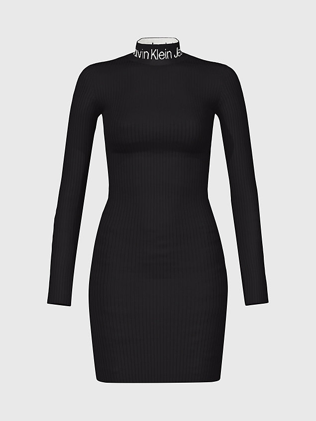 robe-pull à col avec logo black pour femmes calvin klein jeans