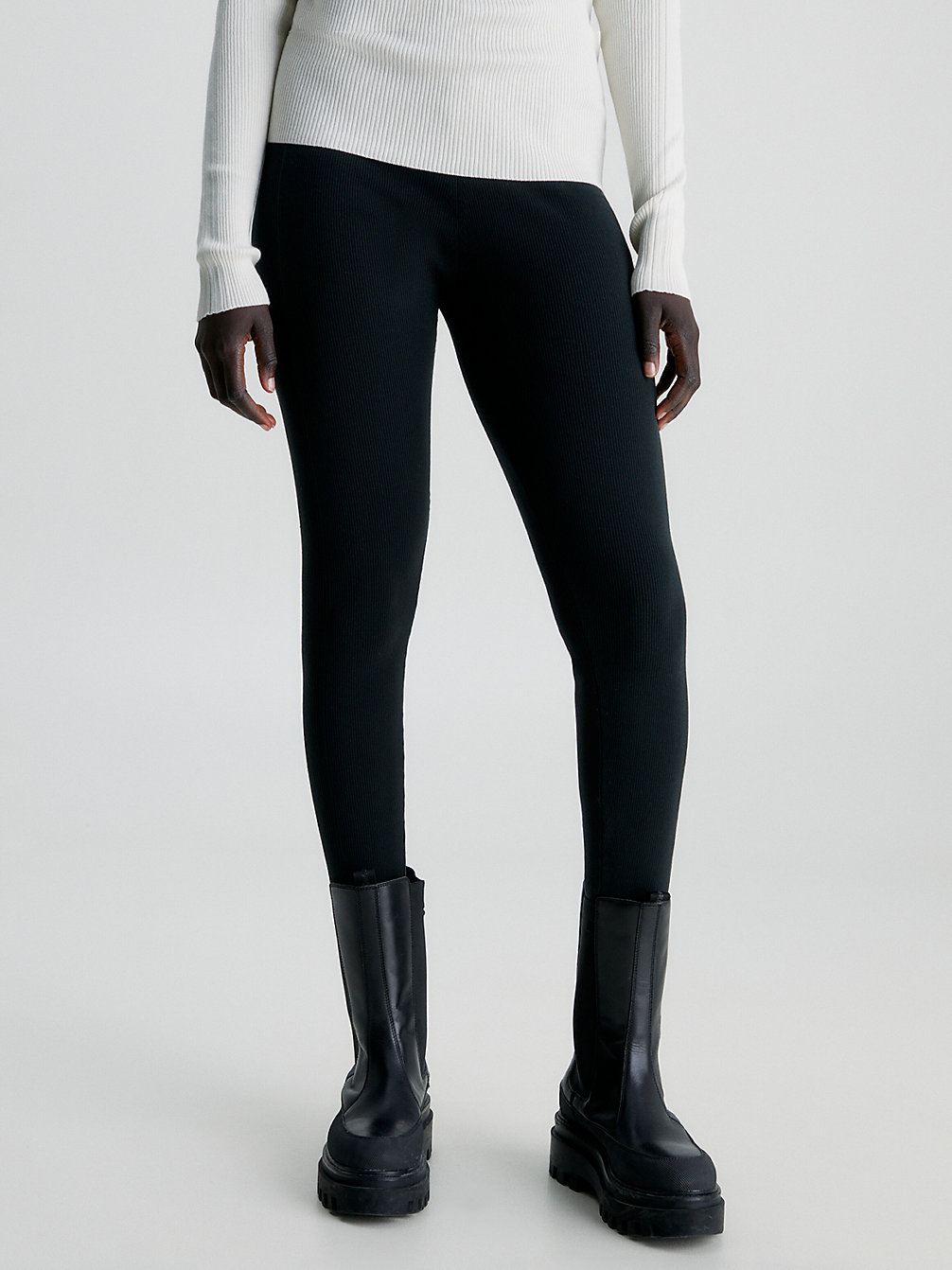 CK BLACK Schmale, Gerippte Jogginghose Mit Reißverschluss undefined Damen Calvin Klein
