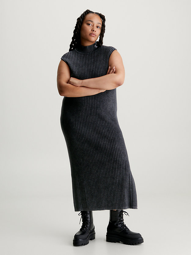 ck black washed cotton knit maxi dress for women calvin klein jeans