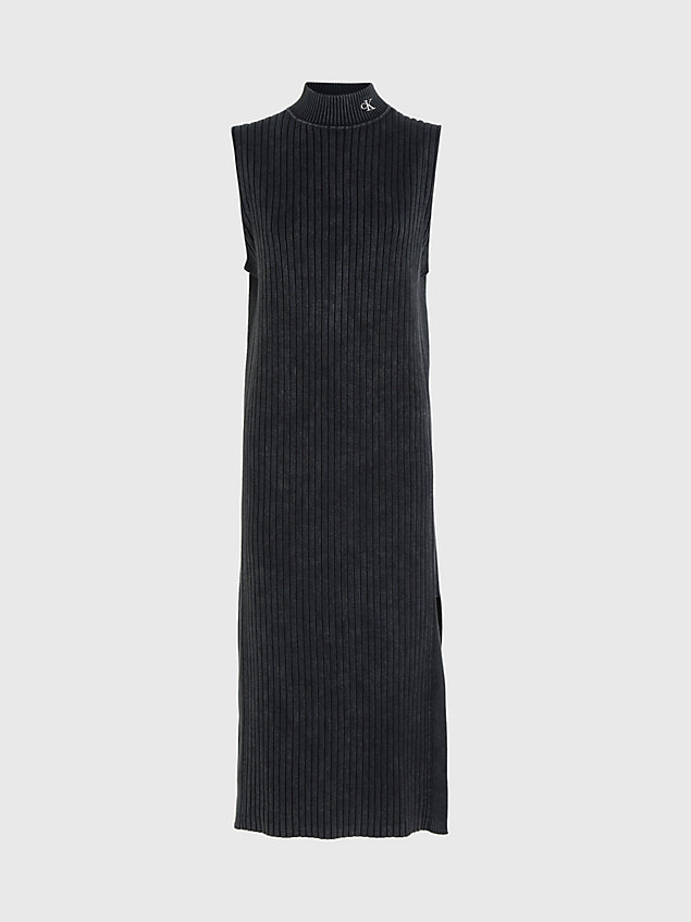 robe longue en maille de coton délavée black pour femmes calvin klein jeans