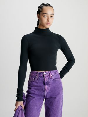 Calvin Klein Jeans co-ord cut out neckline cropped sweater in black