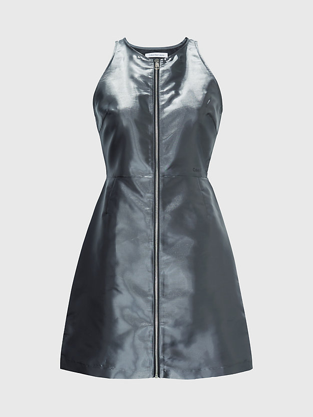 liquid metal błyszcząca metaliczna sukienka zapinana na zamek dla kobiety - calvin klein jeans