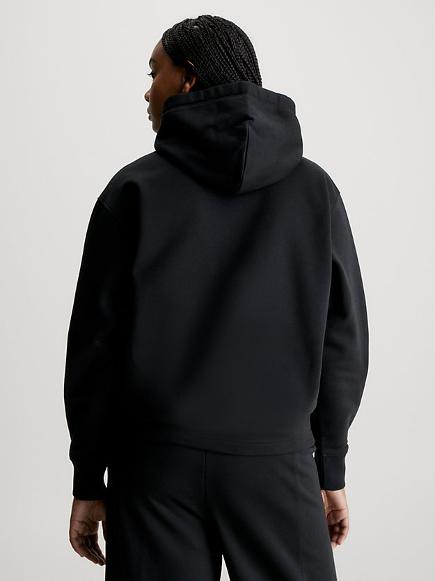 ck black/bright white plus size logo tape hoodie for women calvin klein jeans