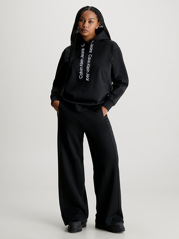 ck black/bright white hoodie mit logo tape in großen größen für damen - calvin klein jeans