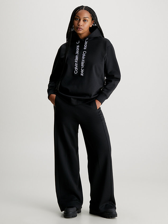 black plus size logo tape hoodie for women calvin klein jeans
