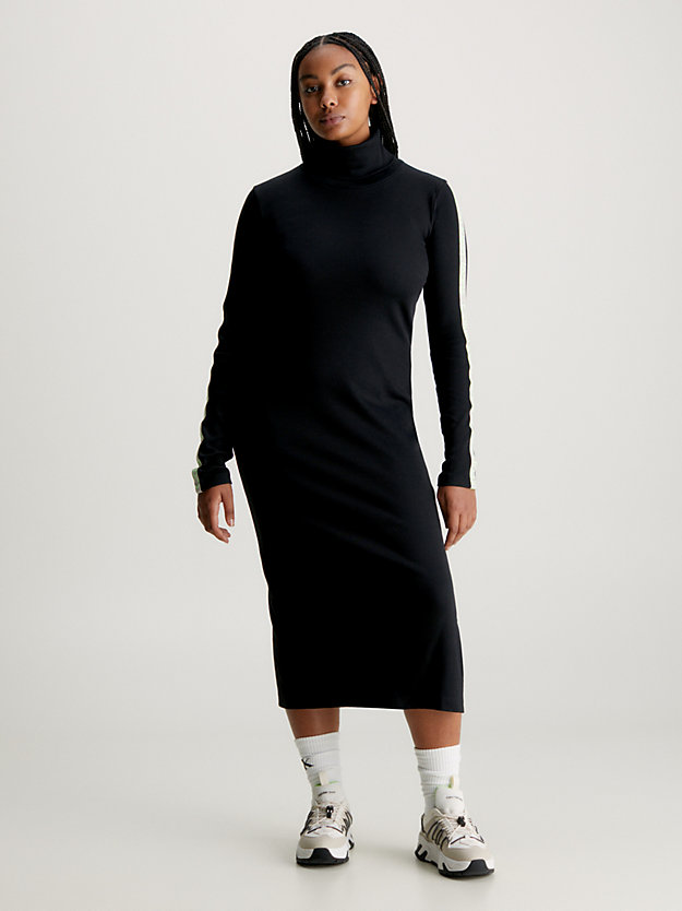 ck black wąska sukienka maxi z dzianiny ściągaczowej dla kobiety - calvin klein jeans