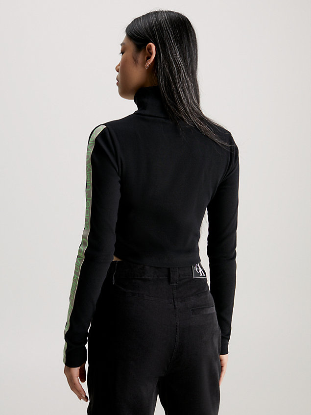 black cropped top mit logo tape für damen - calvin klein jeans