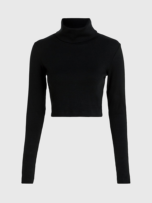 black top o skróconym kroju z taśmą z logo dla kobiety - calvin klein jeans