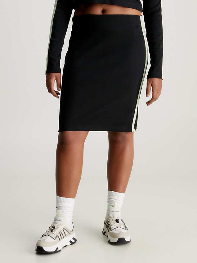jupe slim côtelée avec logo tape black pour femmes calvin klein jeans
