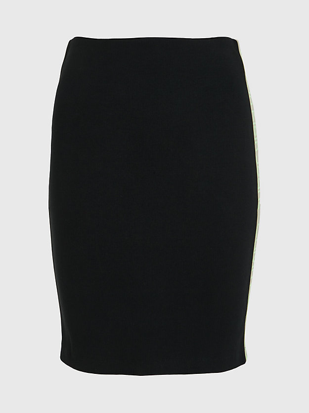 jupe slim côtelée avec logo tape ck black pour femmes calvin klein jeans