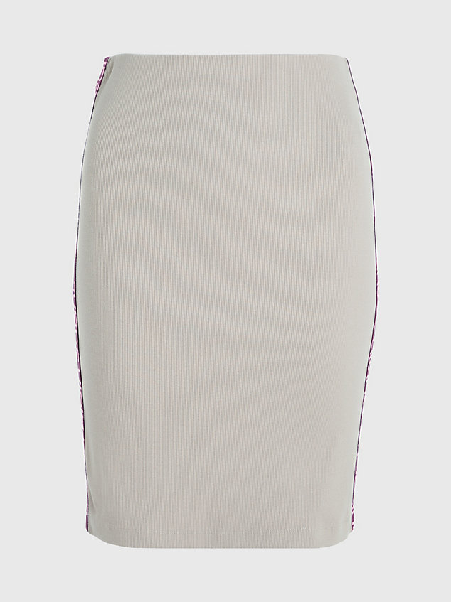 falda slim de canalé con cinta con logo beige de mujer calvin klein jeans