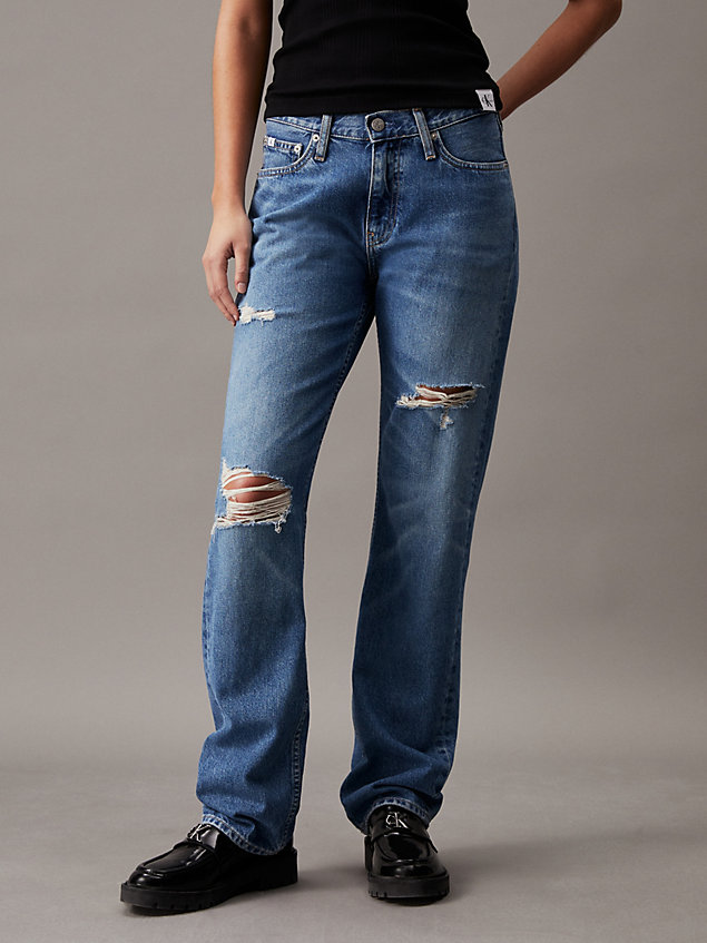 jean low rise straight denim pour femmes calvin klein jeans