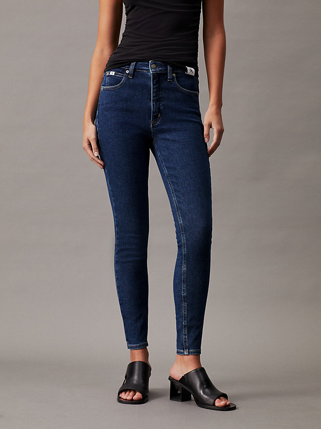 jean super skinny high rise longueur cheville denim dark pour femmes calvin klein jeans