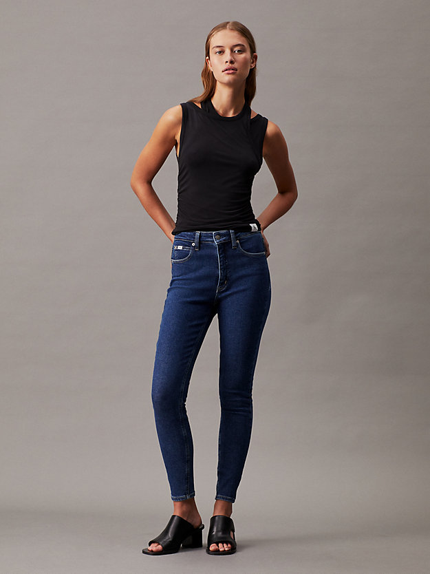 jean super skinny high rise longueur cheville denim dark pour femmes calvin klein jeans