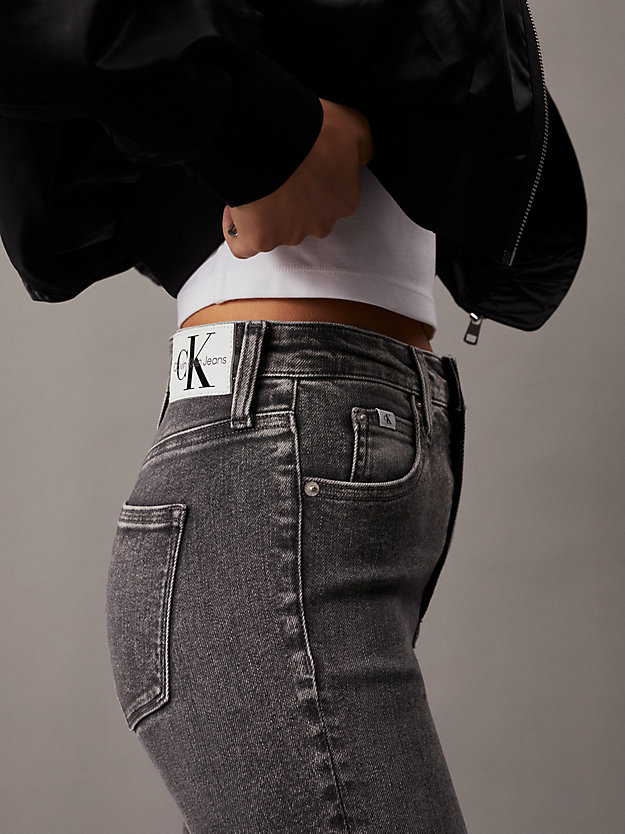 denim grey high rise super skinny enkellange jeans voor dames - calvin klein jeans