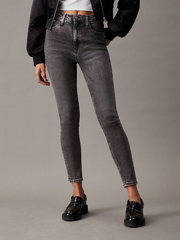 denim grey high rise super skinny ankle jeans for women calvin klein jeans