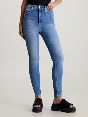 Jeans térmicos extragrandes para mulheres, cintura alta velo de cordeiro  quente, jeans stretch skinny, calças lápis