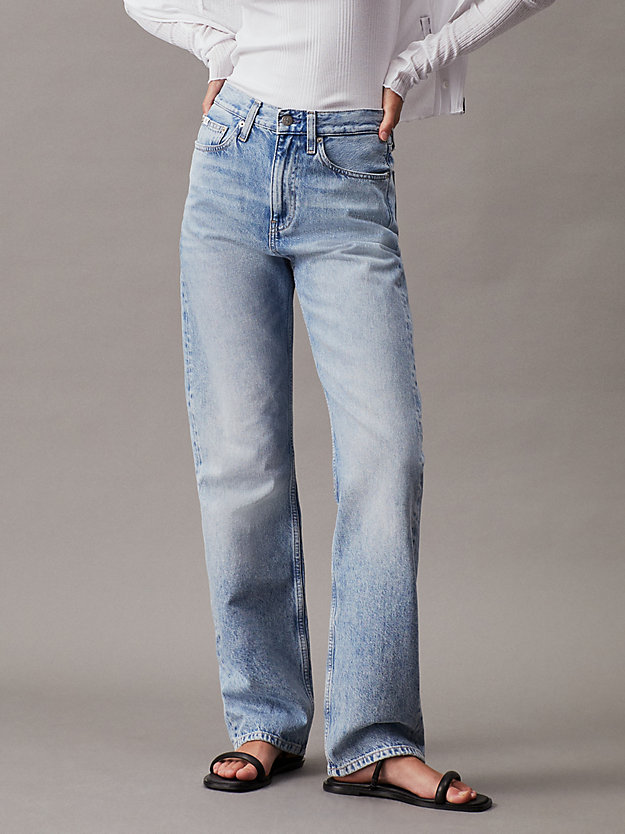 high rise straight jeans denim light da donne calvin klein jeans