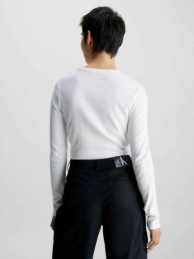white schmales geripptes langarm-top für damen - calvin klein jeans